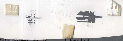 Cross Hatch Adhesion Test showing GOLDEN White Gesso mixed 3:1 with GAC 200 on an automotive primer. Area on right (a) was tested after 24 hrs, the left (b) after 48 hrs, and the middle (c) after 72 hrs. Results show greatly improved adhesion over time and why you need to take this into account.