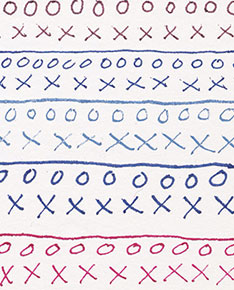 Anthraquinone Blue/Quin. Magenta, Ultramarine Blue, Anthra. Blue/Titanium White, Anthra. Blue and Quin. Magenta fine lines on Hot Pressed Watercolor Paper