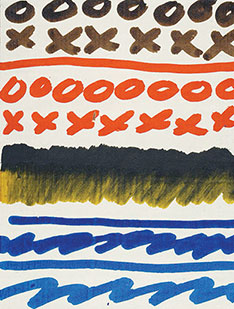 Sepia, Pyrrole Orange, Sap Green/Green Gold & Transparent Phthalo Blue in refillable markers on Sandable Hard Gesso