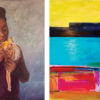 Artists & Mentors: The Painting Center, NYC L: Bryan Wilson, Naturally Speaking: Doll Test Redux, 2016, 30” x 24”, Oil on Canvas
R: Rebecca Buchanan, F143K, 2018, 20” x 16”, Acrylic and Ink on Board