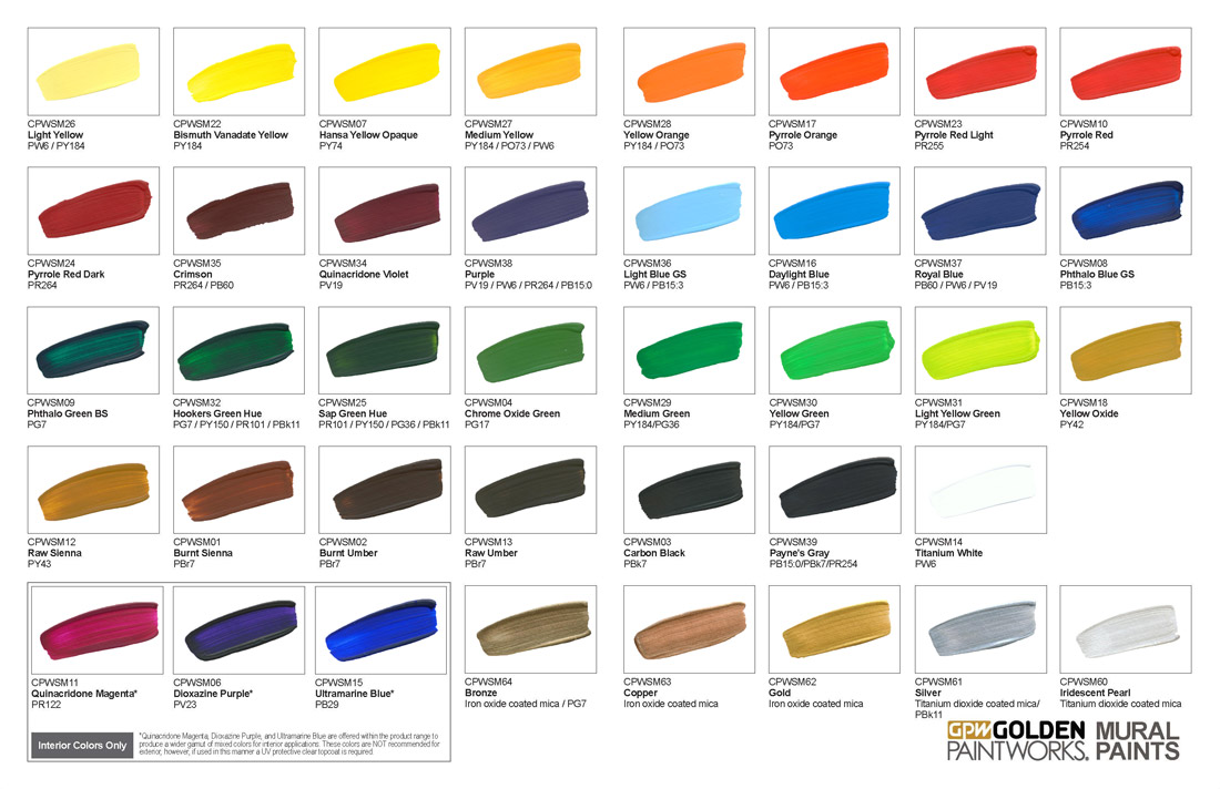 Golden Acrylic Paint Color Chart